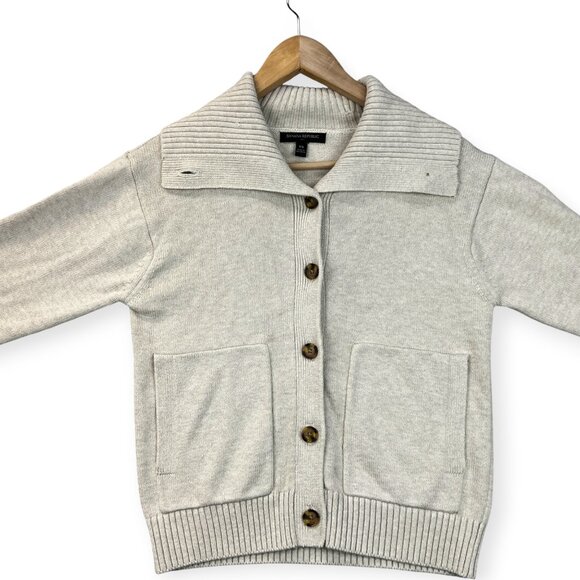 Banana Republic Womens Shawl Collar Cardigan Knit Sailor Sweater Boho Cottage - Picture 3 of 16